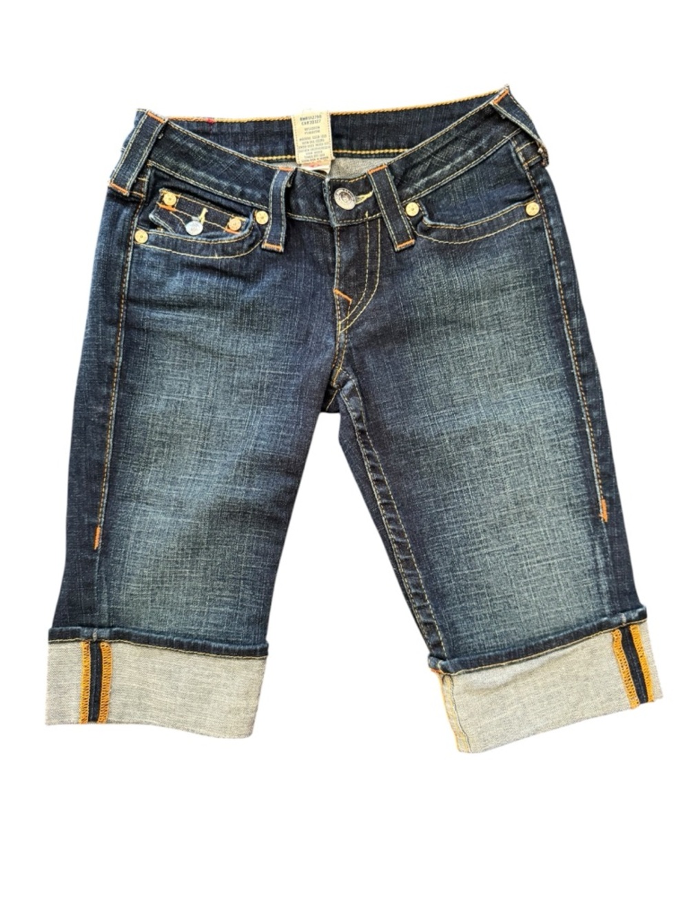 True Religion Joey Cut Off Denim Shorts Size 25 USA Made